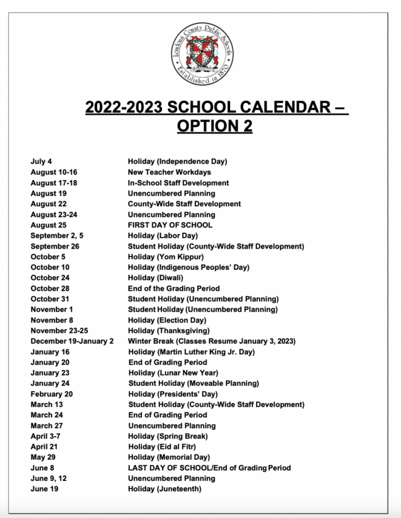Loudoun School Board Adopts Next Year s Calendar Education Loudounnow