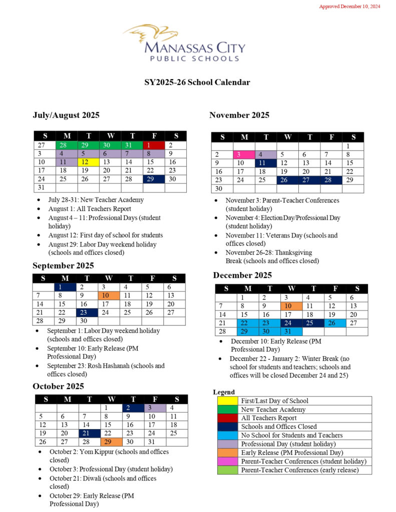 Manassas City Public Schools Calendar 25 26 Revised pdf EduCounty Manassas City Public Schools Calendar 25 26 Revised pdf EduCounty