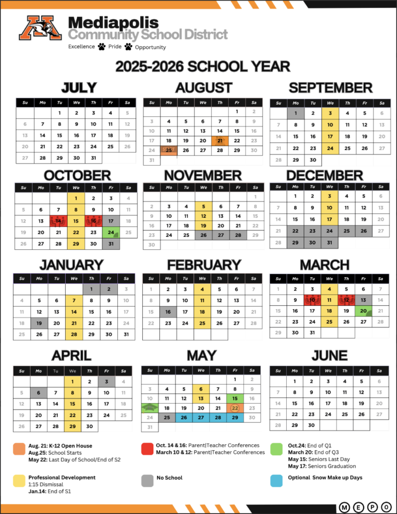 Mediapolis 2025 26 Calendar Update Mediapolis Community School District Mediapolis 2025 26 Calendar Update Mediapolis Community School District