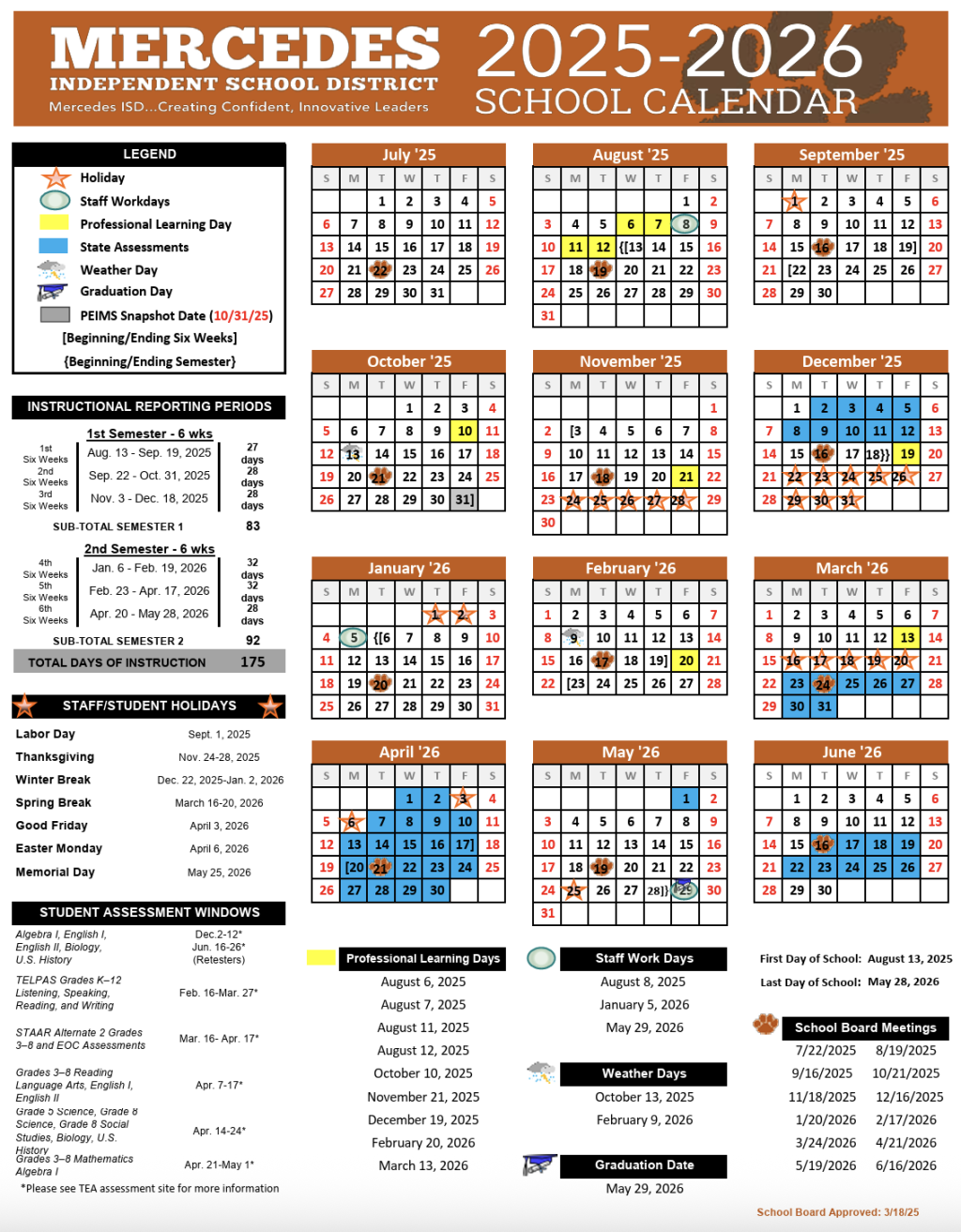 Mercedes ISD 2025 2026 School Calendar Texas Valley News