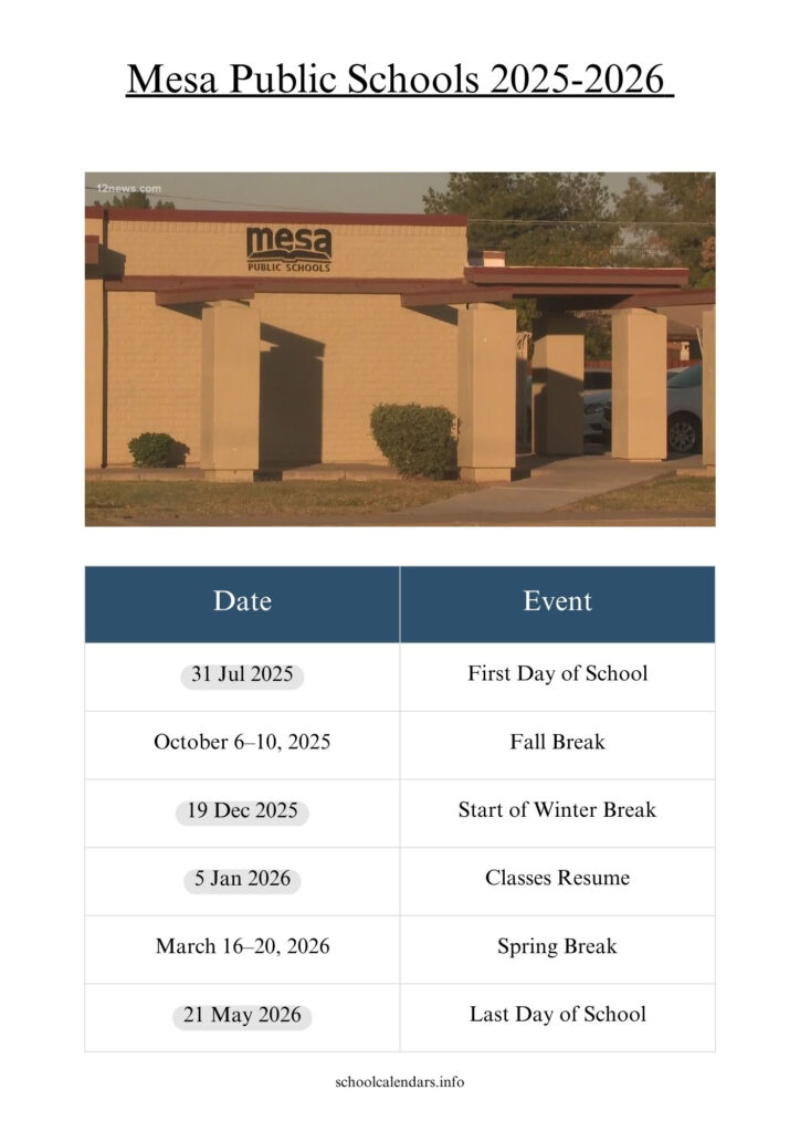 Mesa Public Schools Calendar 2025 2026 Holidays Mesa Public Schools Calendar 2025 2026 Holidays