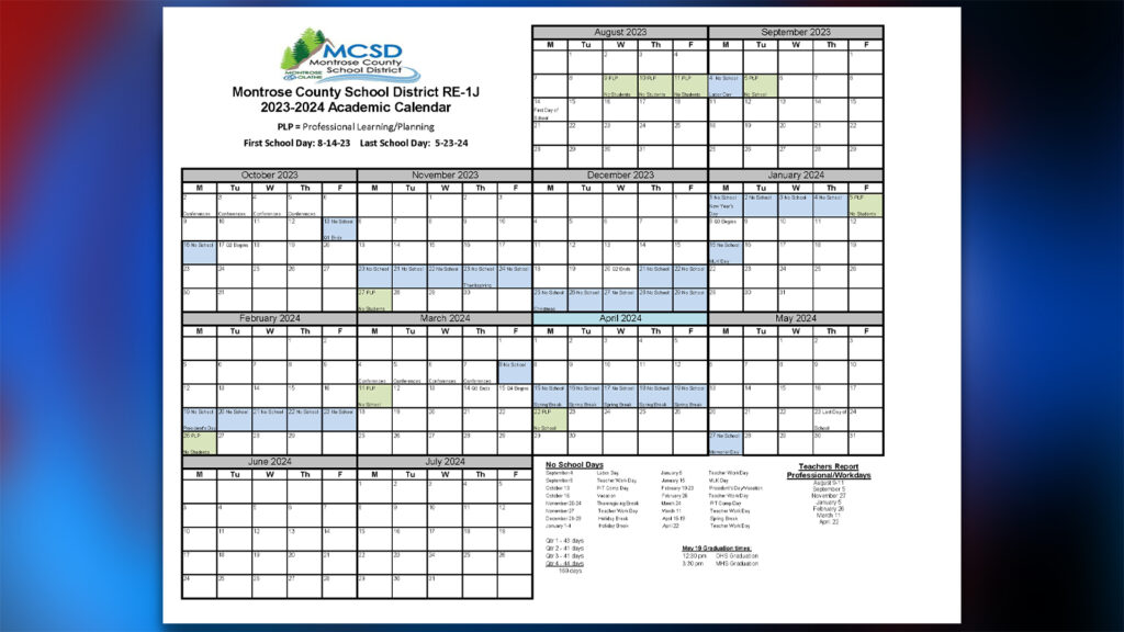 Montrose County School District Releases New Academic Calendars