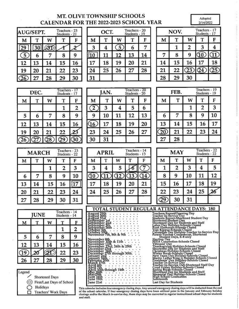 MOTSD BoE Approved Calendars For 2022 23 And 2023 24 