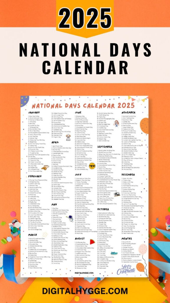 National Days Calendar 2025 Printable PDF