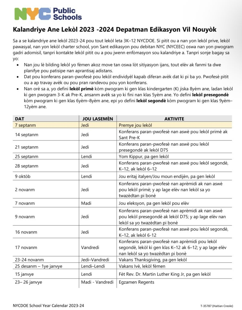 NYC Public Schools 2023 2024 Calendar Chancellor s Parent Advisory Council