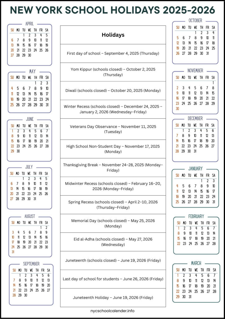 NYC School Calendar New York 2025 26 Holidays NYC School Calendar New York 2025 26 Holidays