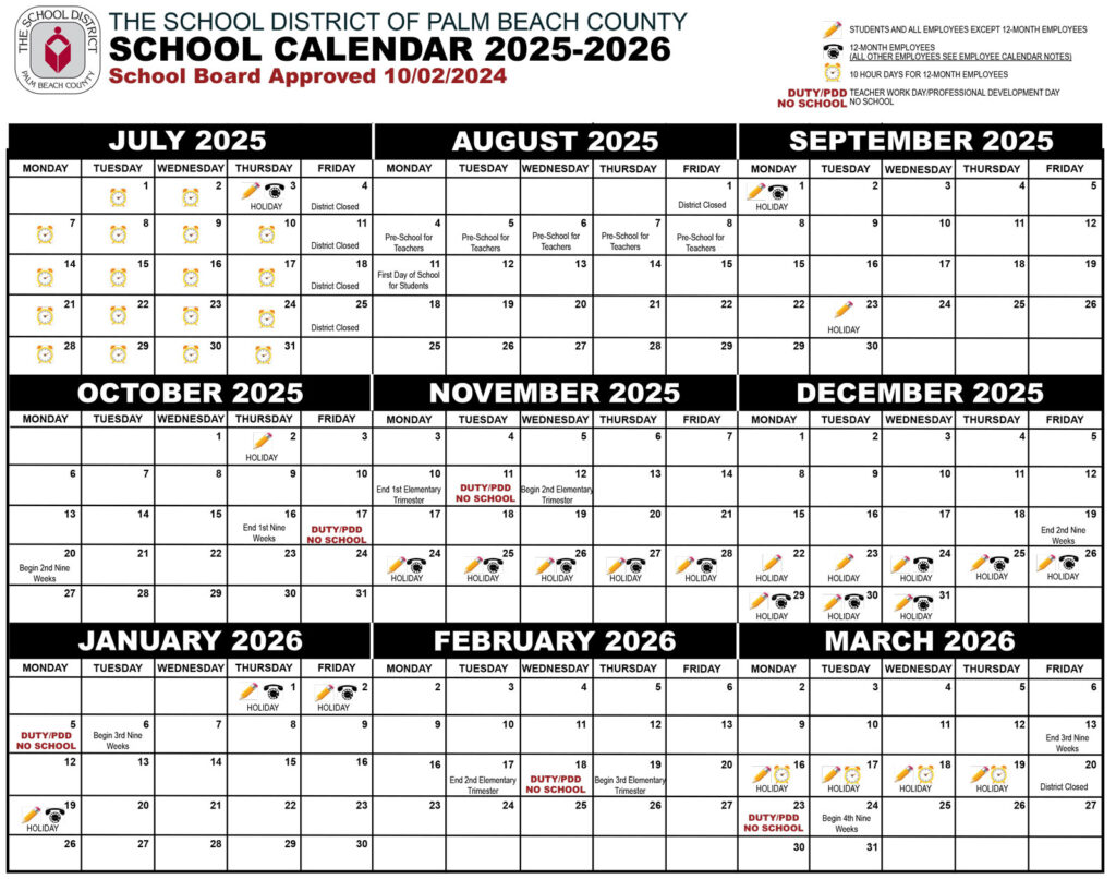 Palm Beach County School Calendar 2025 2026