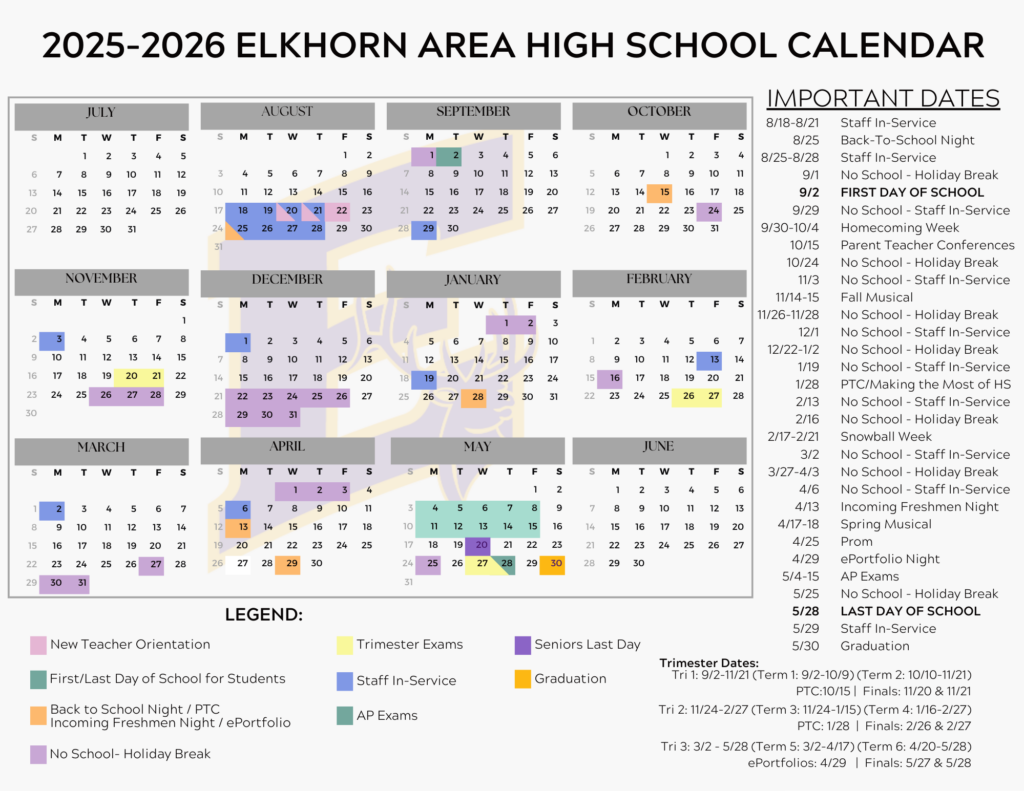 Parent Calendar Elkhorn Area High School