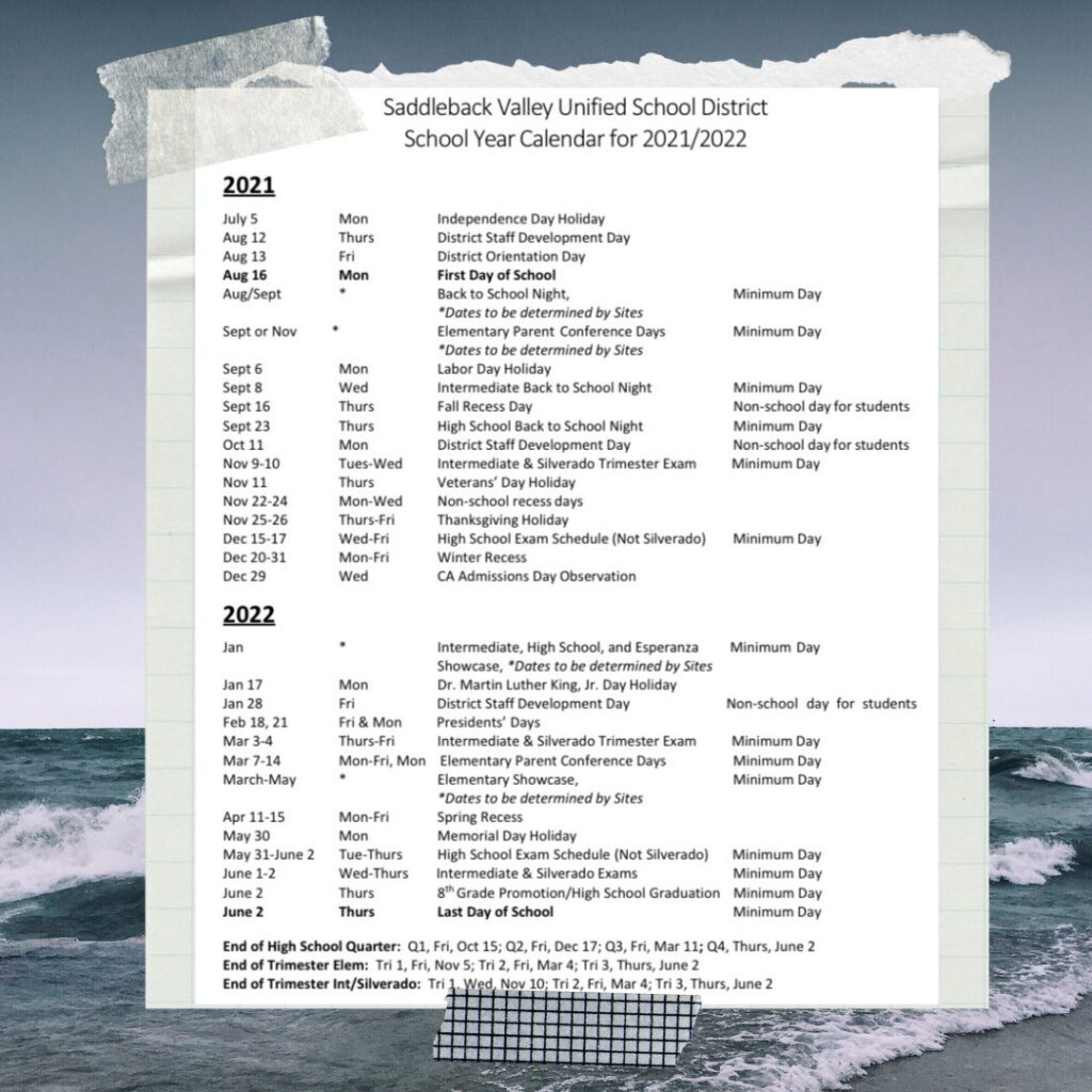Plan Ahead Here Is Our SVUSD District Calendar For 2021 22 In English Spanish Planifique Con Anticipaci n Aqu Est Nuestro Calendario Distrital Del SVUSD Para 2021 22 En Ingl s Y Espa ol lakeforest lakeforestelementary 