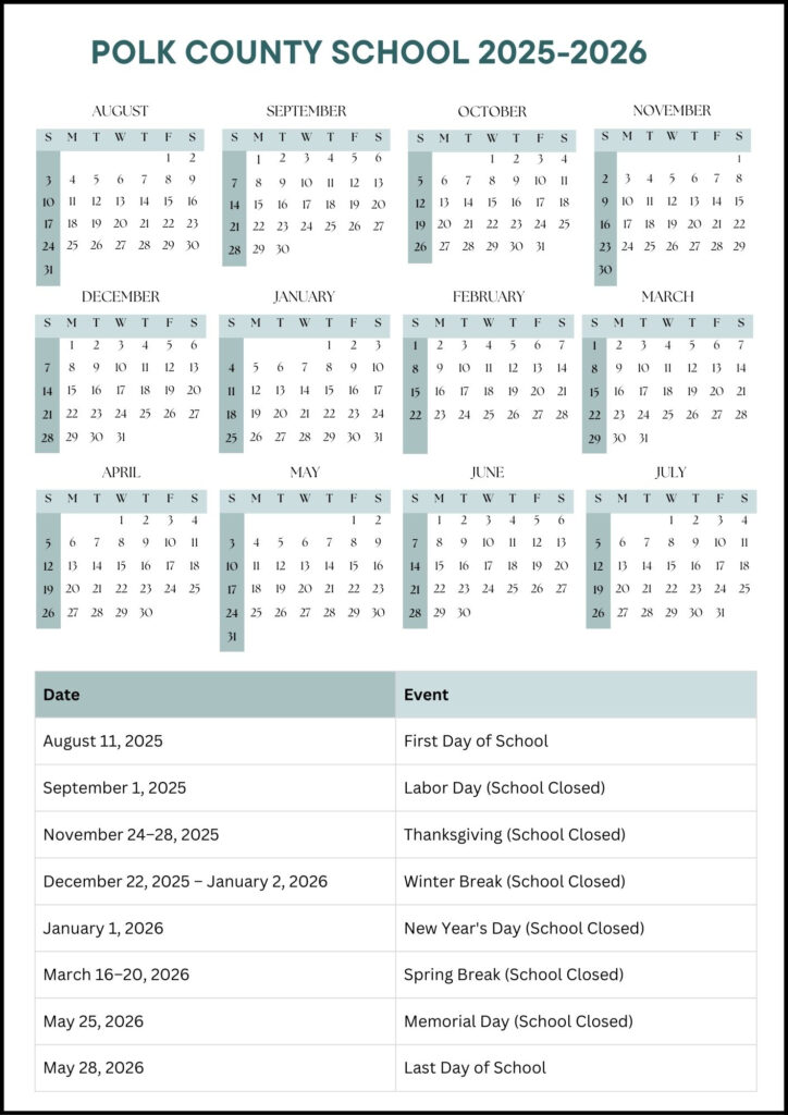 Polk County School Calendar 2025 2026 Dates Polk County School Calendar 2025 2026 Dates