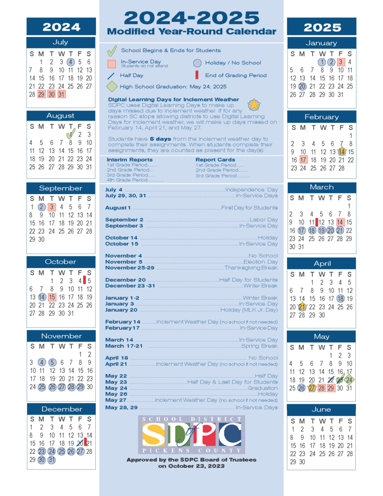 Sc Academic Calendar Printable