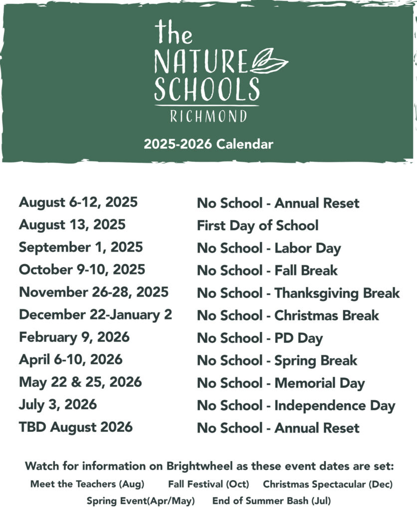 Schedule Calendar Preschool Child Care Center Serving Richmond Lexington KY