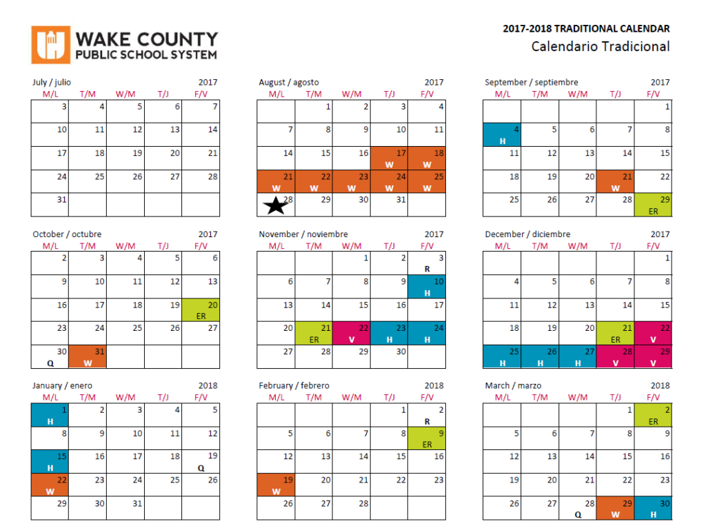 School Calendar Apex Middle School