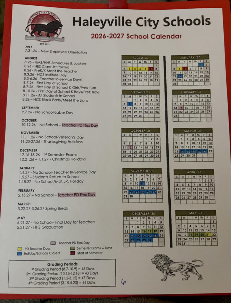School Calendar Haleyville City Schools