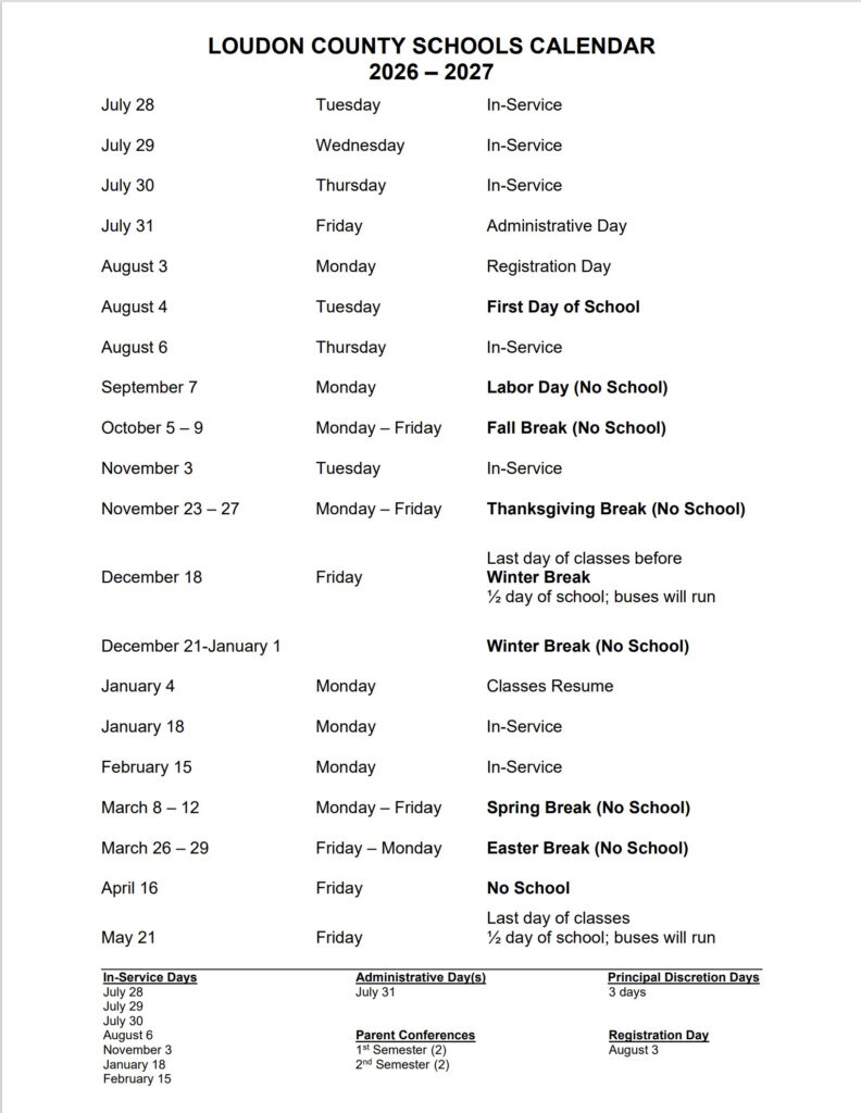 School Calendar Loudon County Schools TN