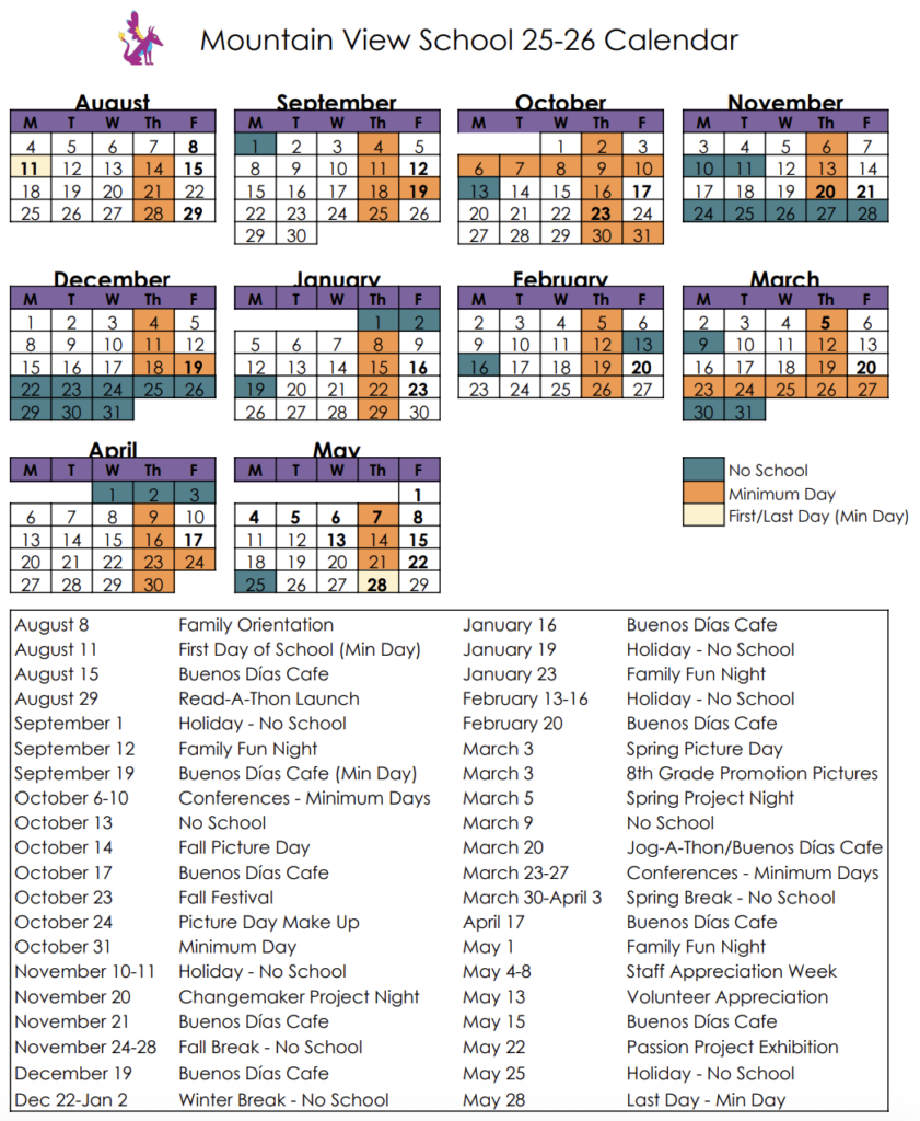 School Calendar Mountain View