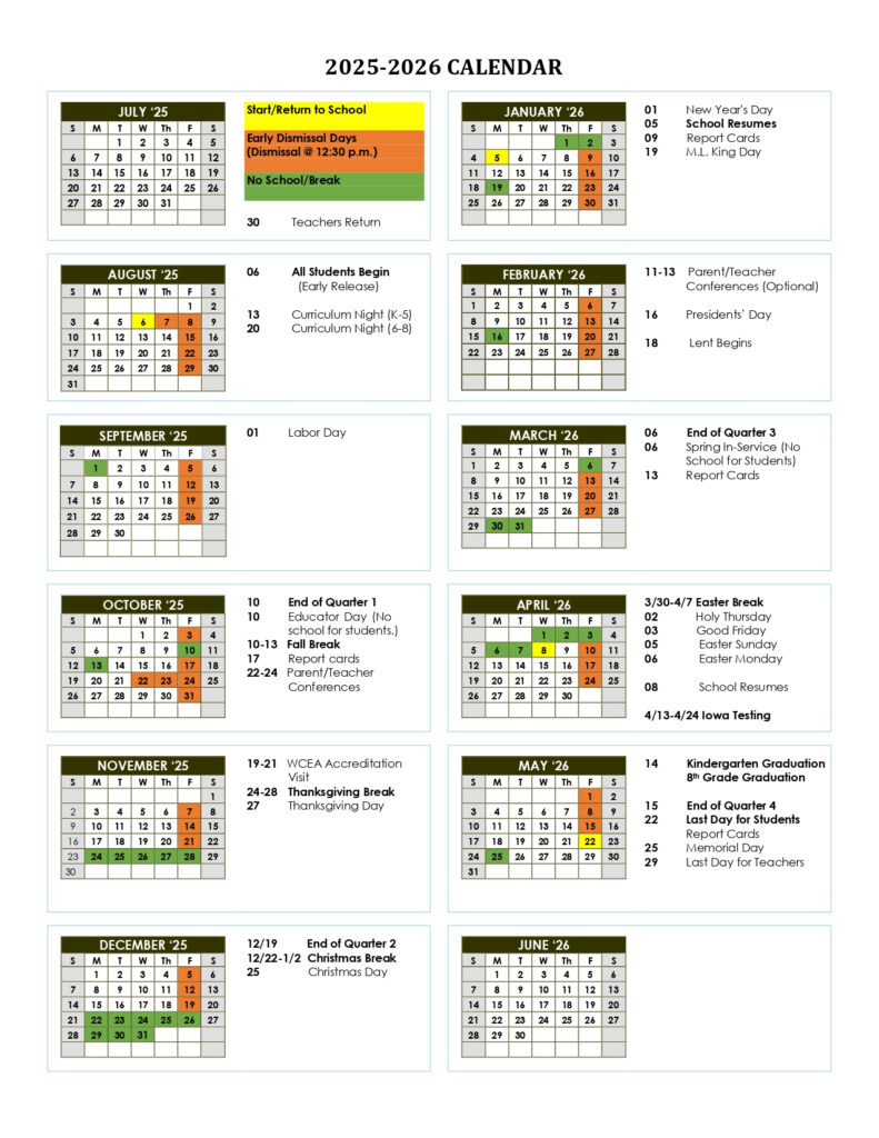 School Calendar Saint Theresa Catholic School Phoenix AZ