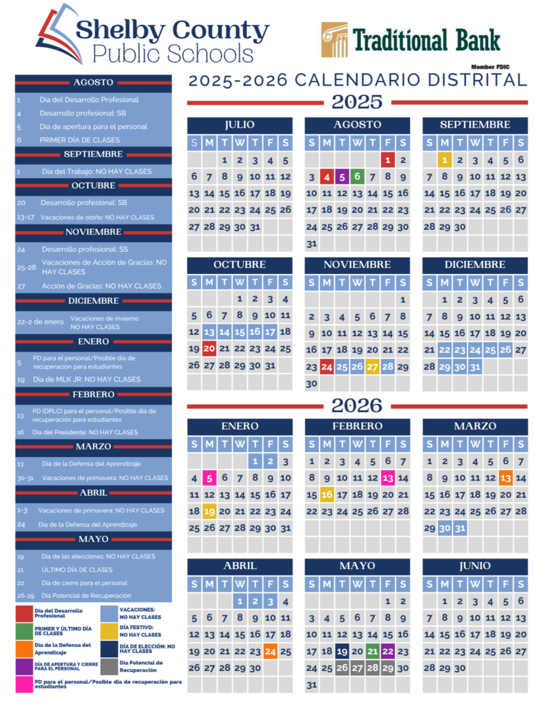 School Calendar Shelby County Public Schools