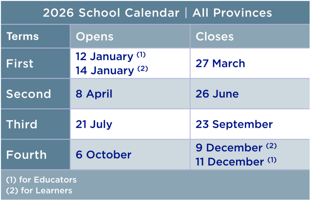 School Calendar Western Cape Government