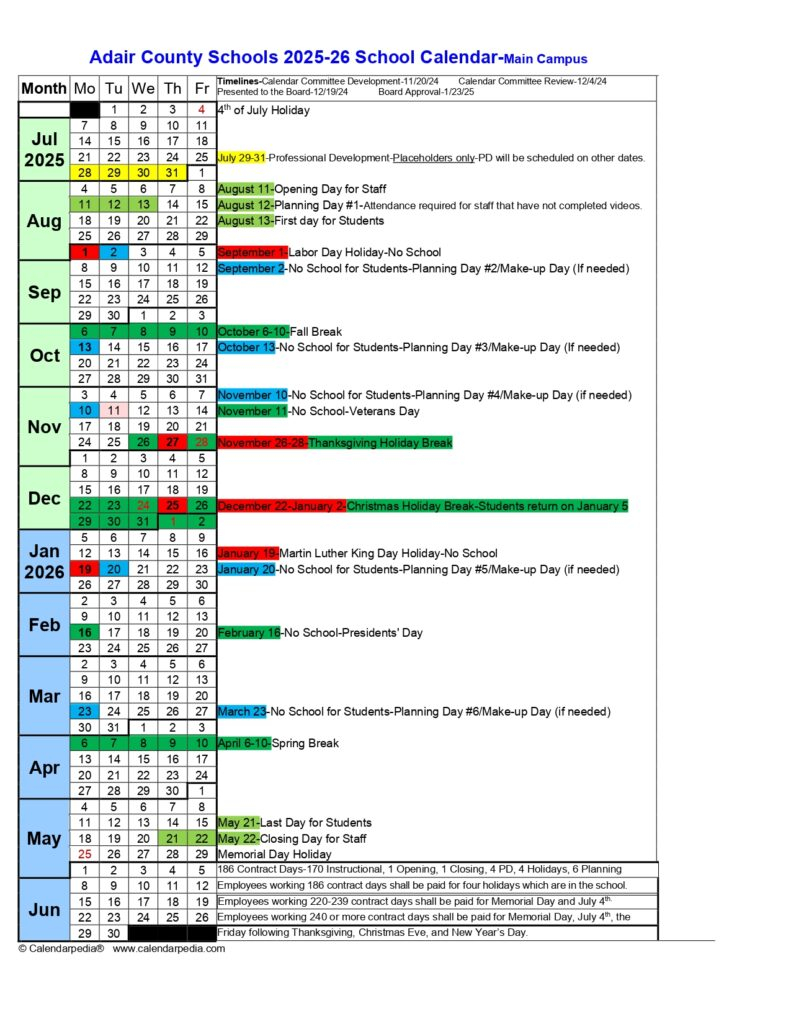 School Calendars EduCounty School Calendars EduCounty