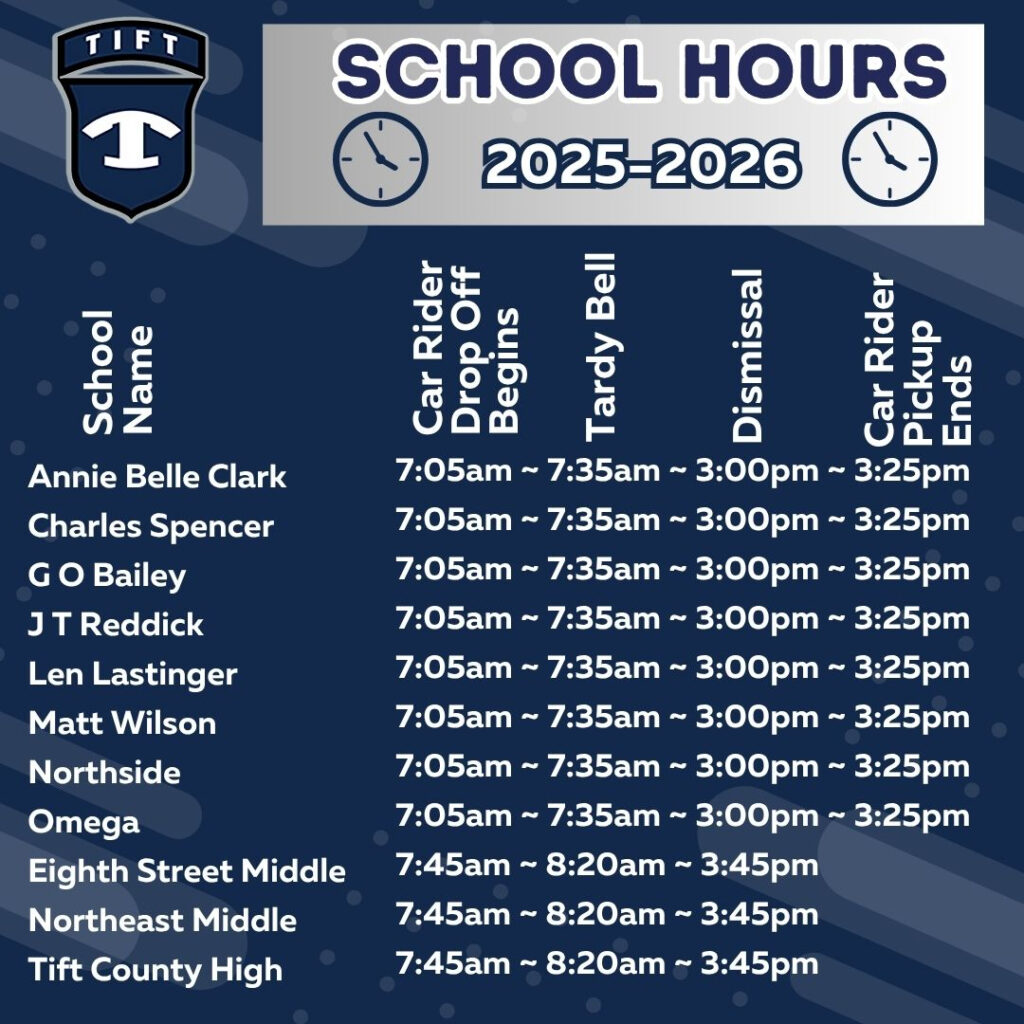 SCHOOL HOURS Tift County Schools