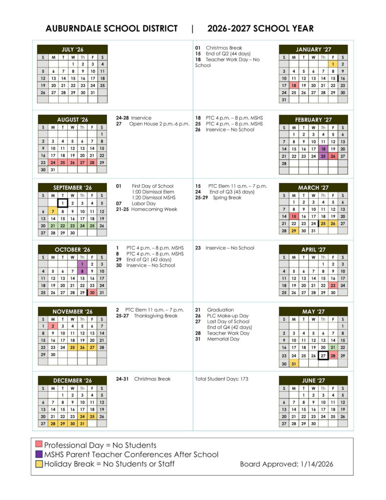 School Year Calendar