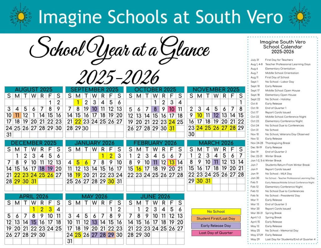 School Year Calendar Imagine Schools At South Vero
