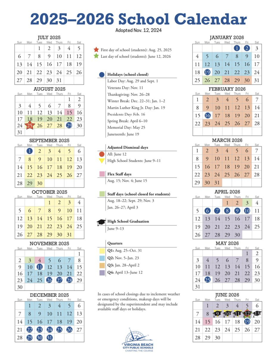 See The Approved Calendars For The 2025 26 And 2026 27 School Years Recently Approved By The School Board Of The City Of Virginia Beach