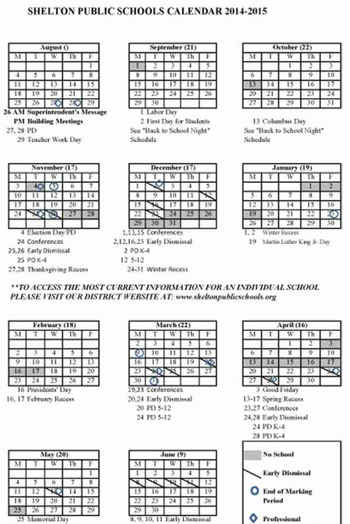 Shelton School Calendar Approved For 2014 15 First Day Will Be Sept 2