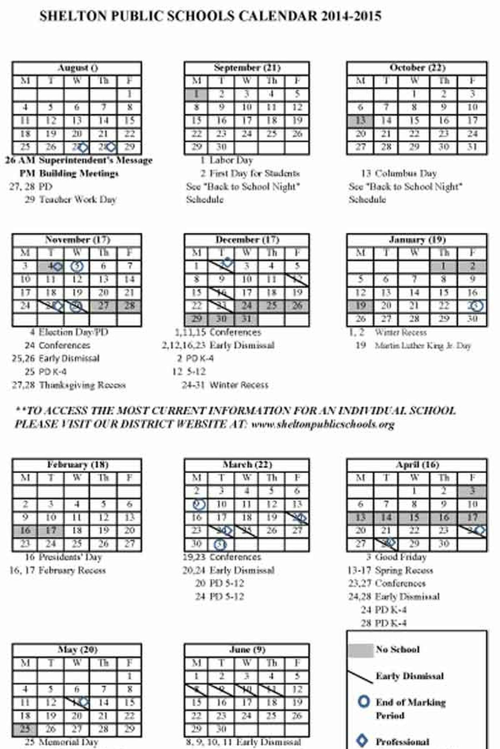 Shelton School Calendar Approved For 2014 15 First Day Will Be Sept 2