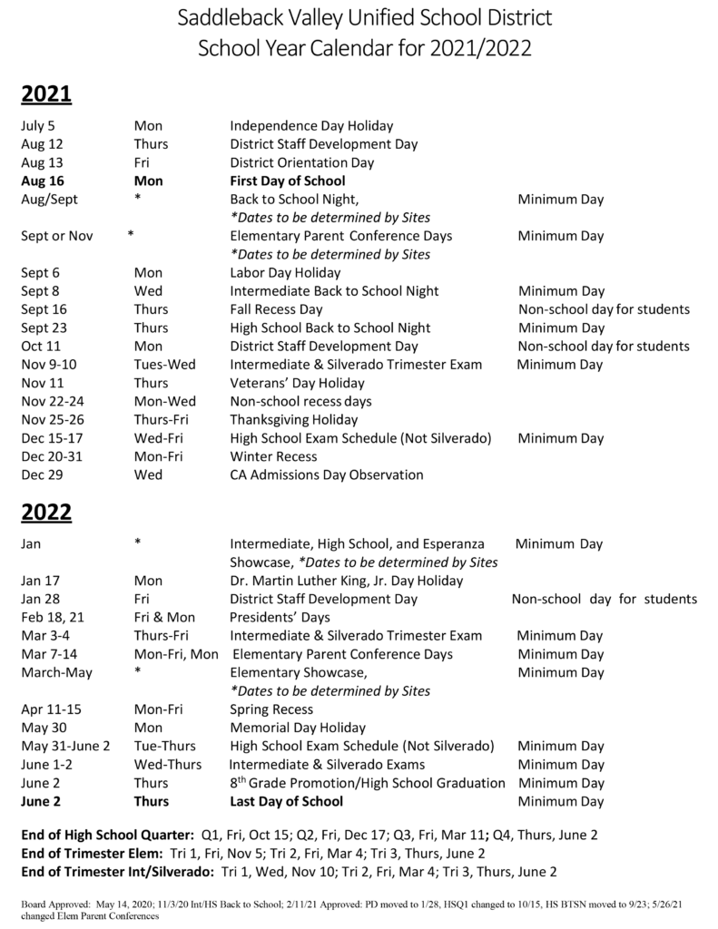Svusd Calendar 25 26 Printable