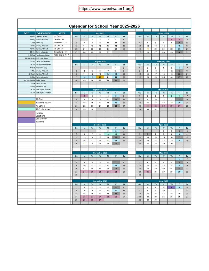 Sweetwater County School 1 Wy Calendar 25 26 Revised pdf EduCounty