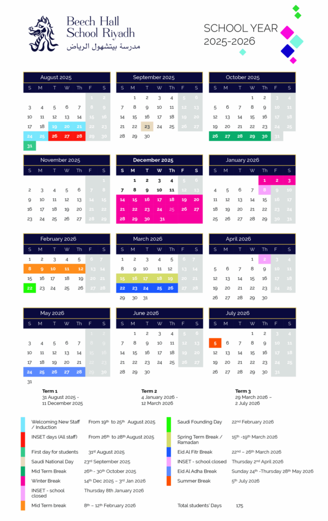 Term Dates Beech Hall School International School In Riyadh