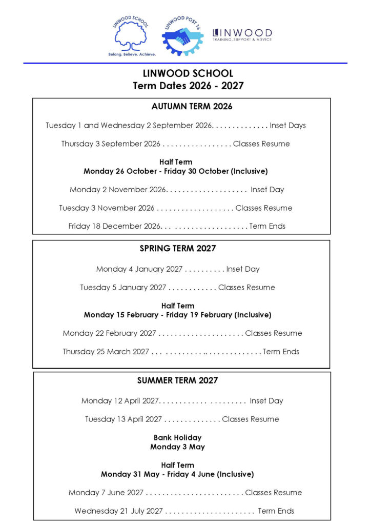 Term Dates With Calendar Linwood School