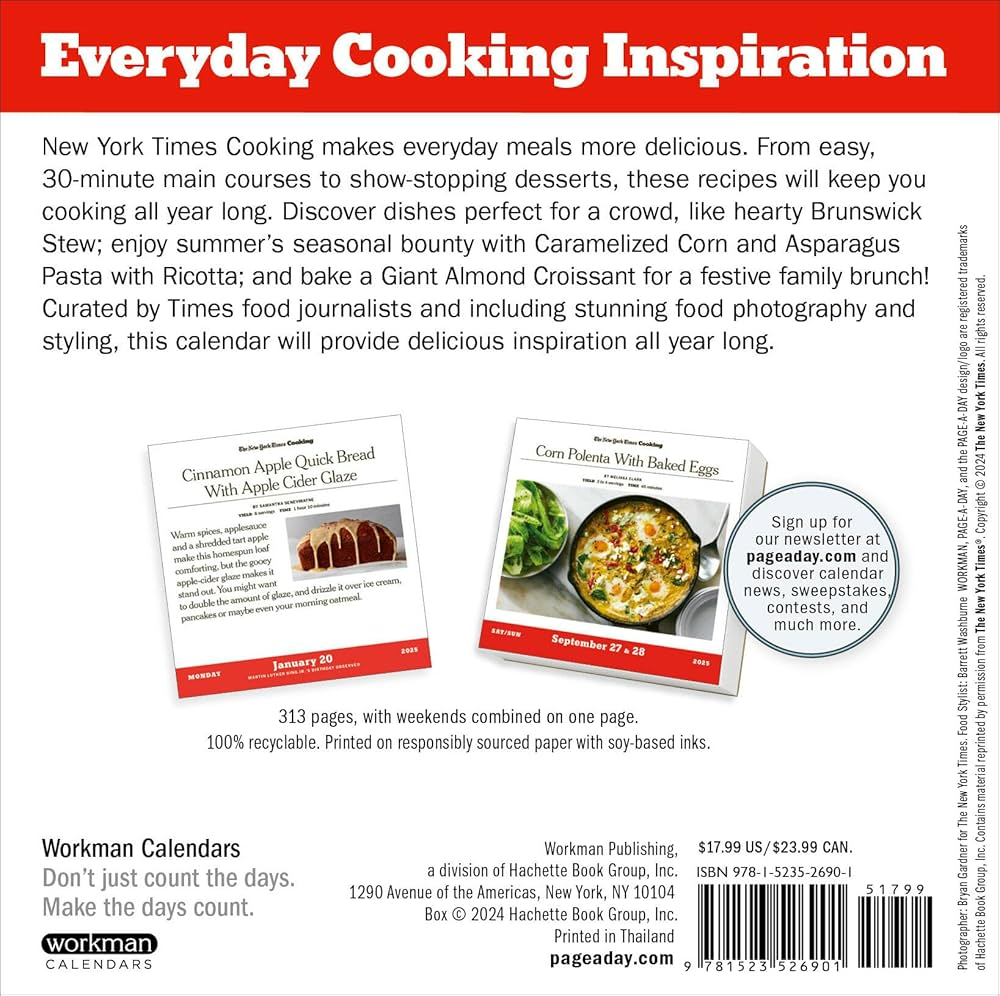 The New York Times Cooking Page A Day Calendar 2025 Fresh Delicious Recipes For Every Day Of The Year The New York Times Workman Calendars 9781523526901 Books Amazon ca