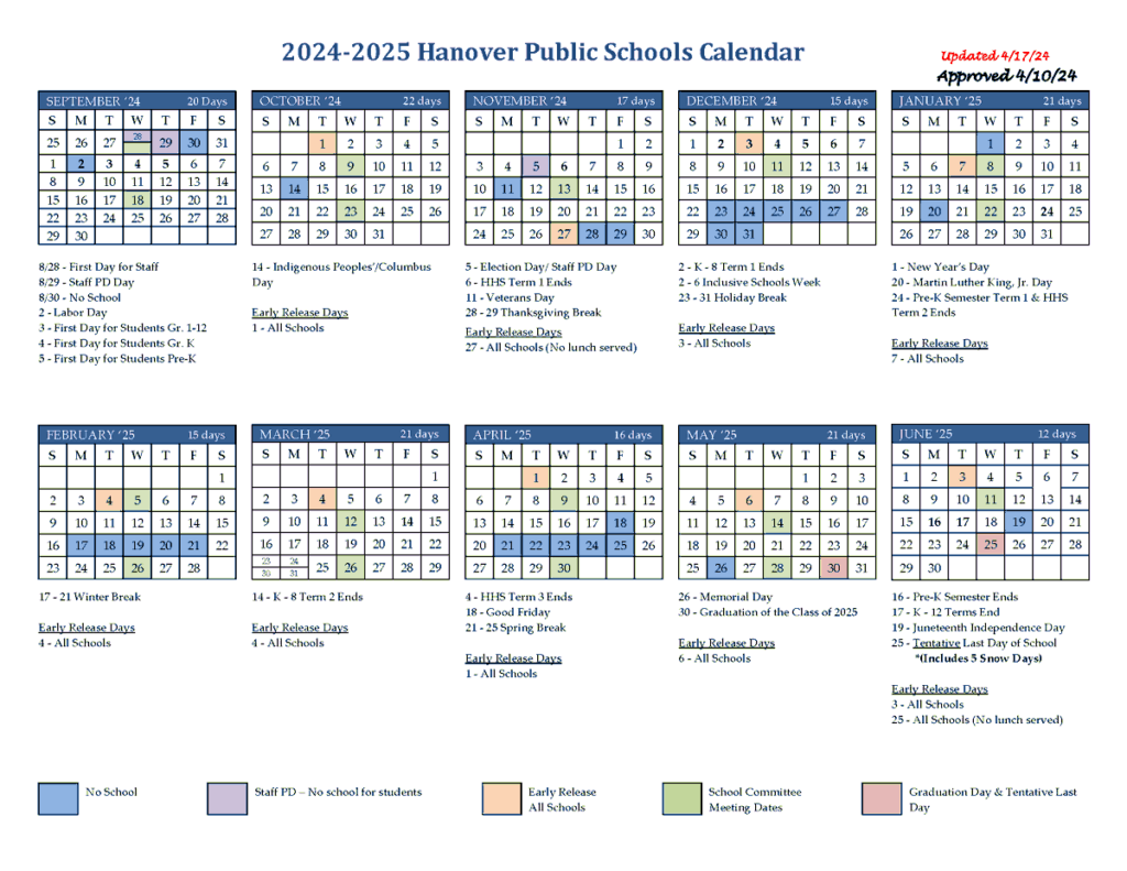 The Newly Approved Hanover Public Schools 2024 2025 District Calendar Is Now Available At Https t co l1lQSQkwjb The Last Day Of School For This Current School Year Will Be Monday June 17 2024 For Additional The Newly Approved Hanover Public Schools 2024 2025 District Calendar Is Now Available At Https t co l1lQSQkwjb The Last Day Of School For This Current School Year Will Be Monday June 17 2024 For Additional