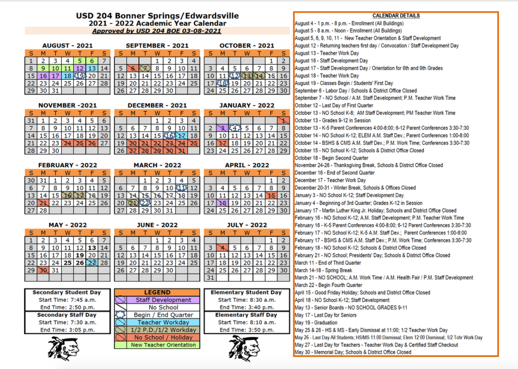 The USD 204 BOE Has Approved The Academic Calendar For The 2021 22 School Year We Anticipate A Full Return To A Traditional Schedule This Fall Will Continue Working With The WyCo