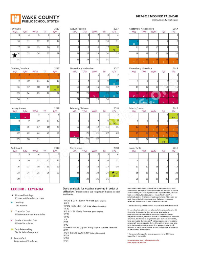Traditional Calendar Wake County Productivity Calendar Template