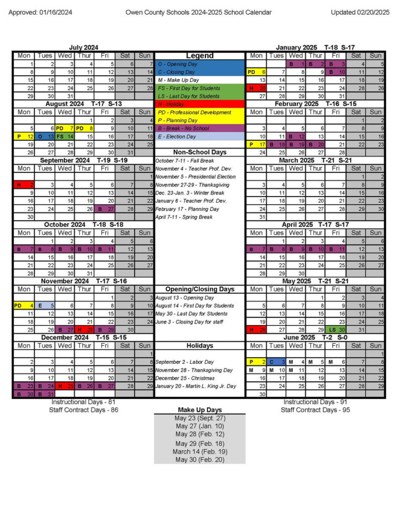 Updated 2024 2025 School Calendar Please Note A Specific Change Approved By The Board Of Education The Original Calendar Listed Friday March 14th As A Planning Day For Staff However That Day Is Updated 2024 2025 School Calendar Please Note A Specific Change Approved By The Board Of Education The Original Calendar Listed Friday March 14th As A Planning Day For Staff However That Day Is