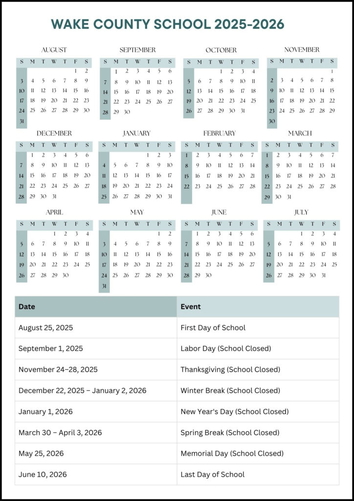 Wake County School Calendar 2025 2026 Dates 