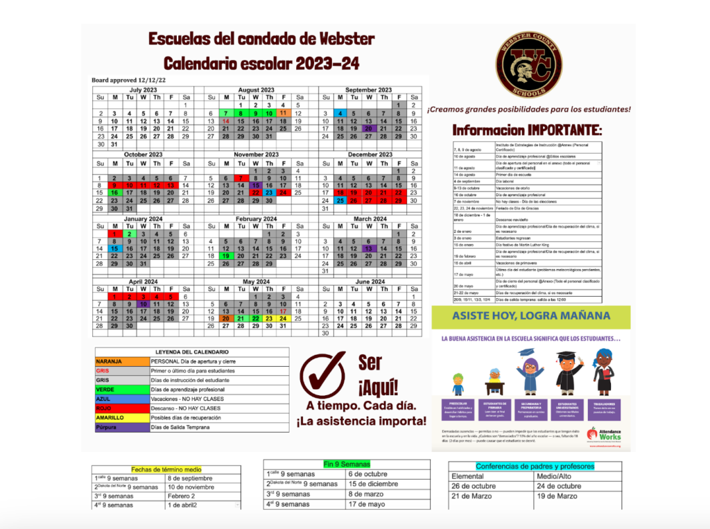 Webster County High School Campus Calendar
