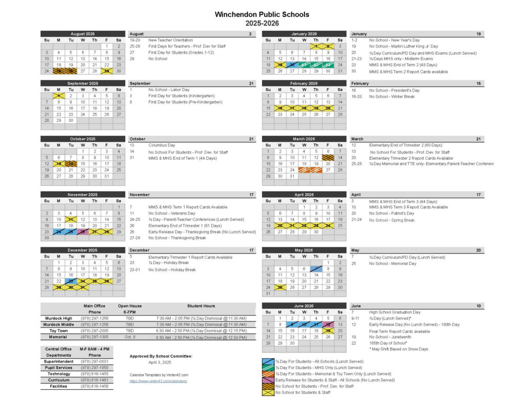 Yearly School Calendar 25 26 Murdock High