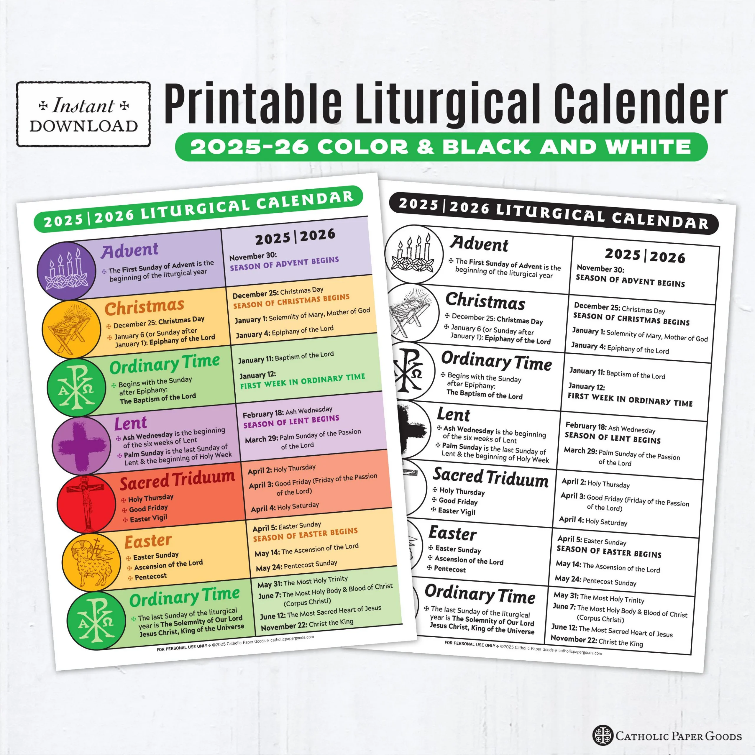 2025 26 Catholic Liturgical Calendar