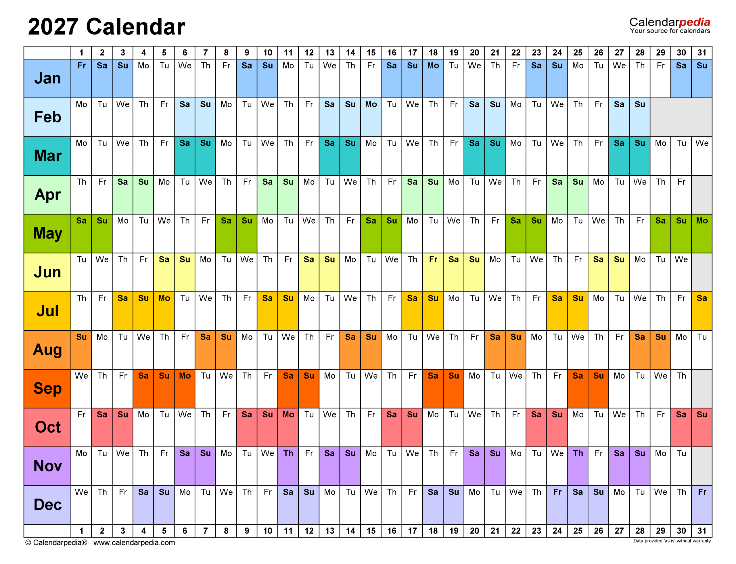 2027 Calendar Pdf Templates