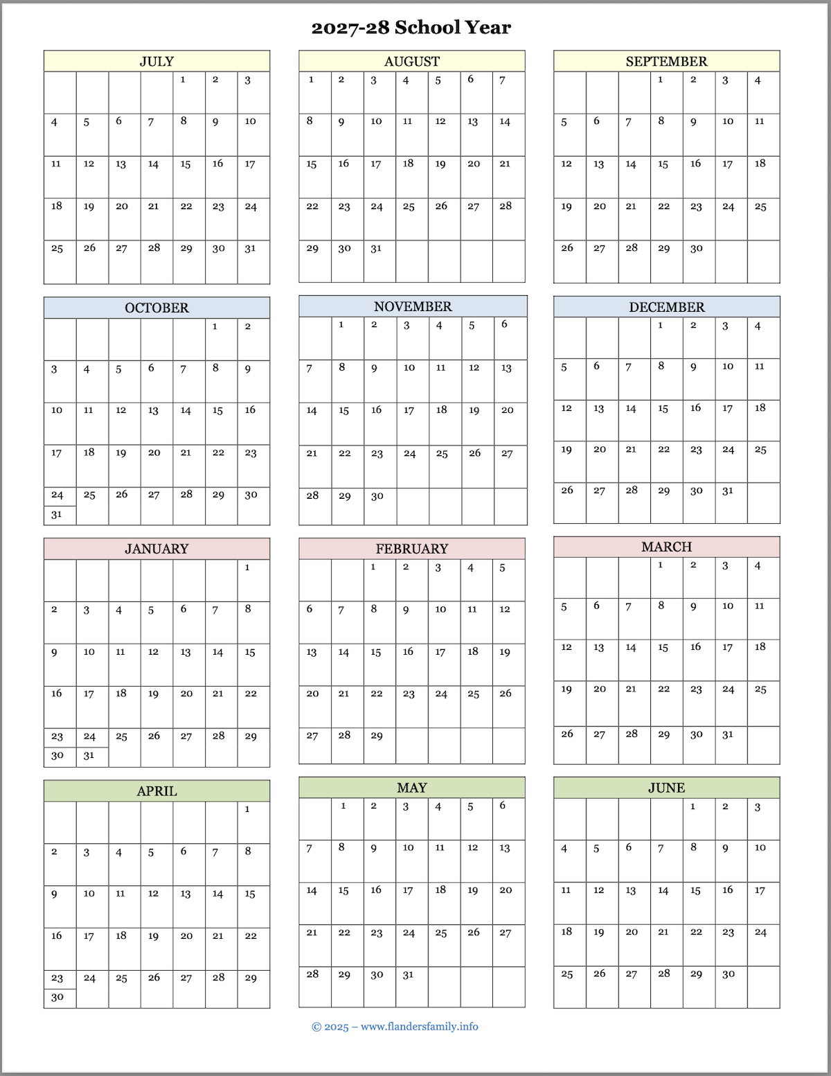2027 Calendars