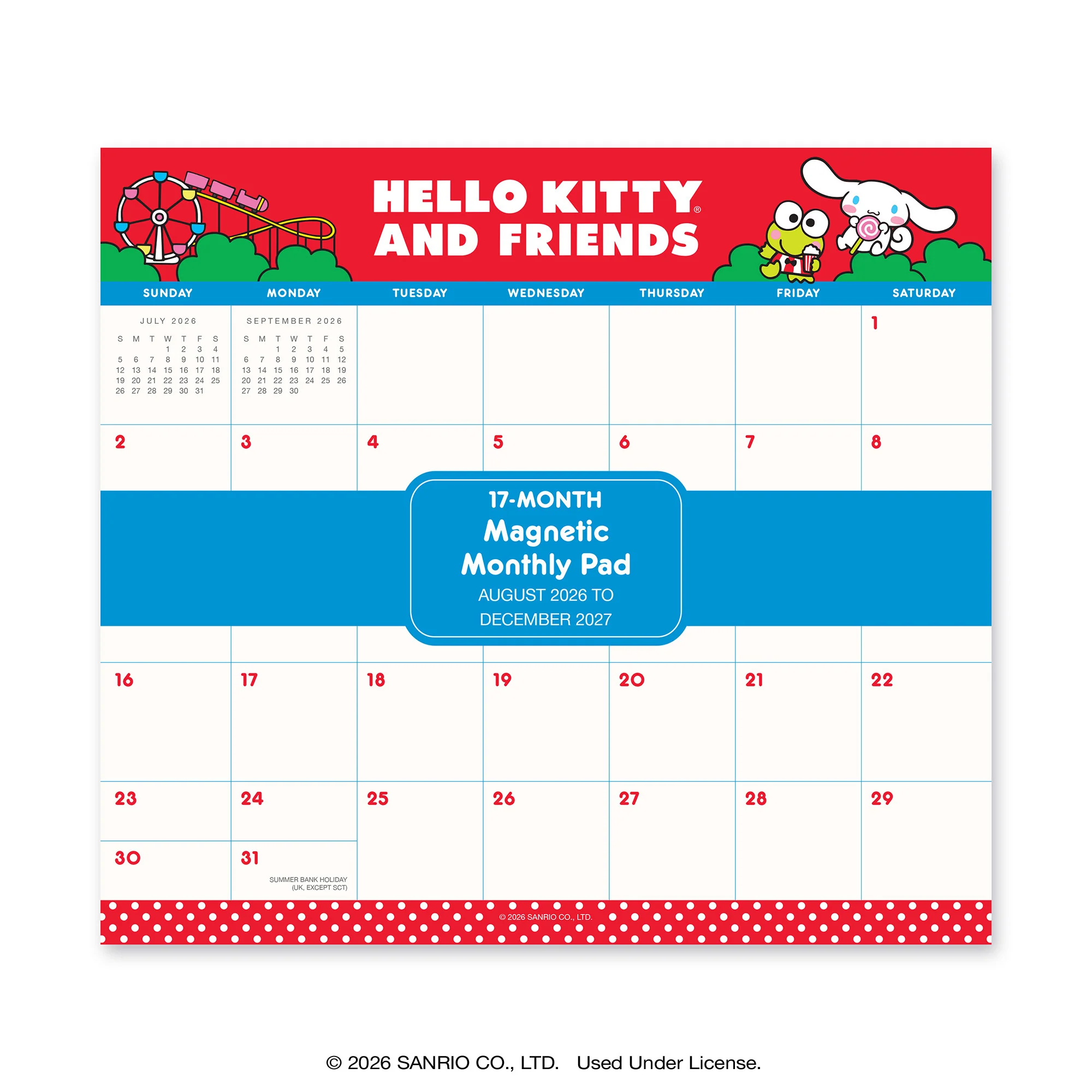 2027 Hello Kitty And Friends Retro Magnetic Monthly Pad