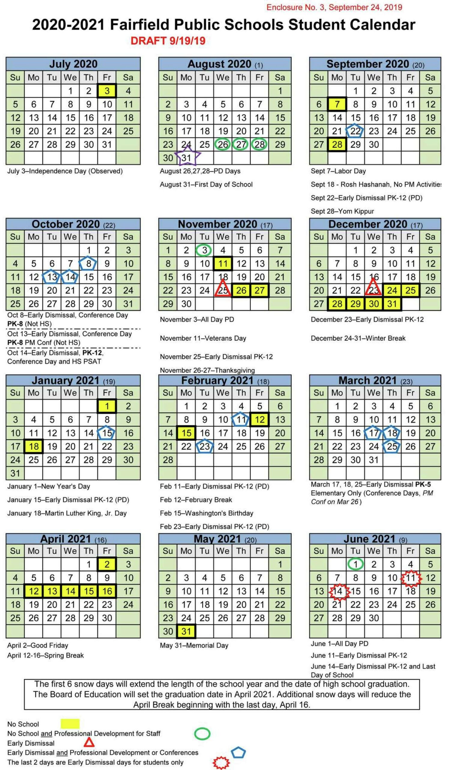 Calendar Fairfield School Board Mulls 14467867
