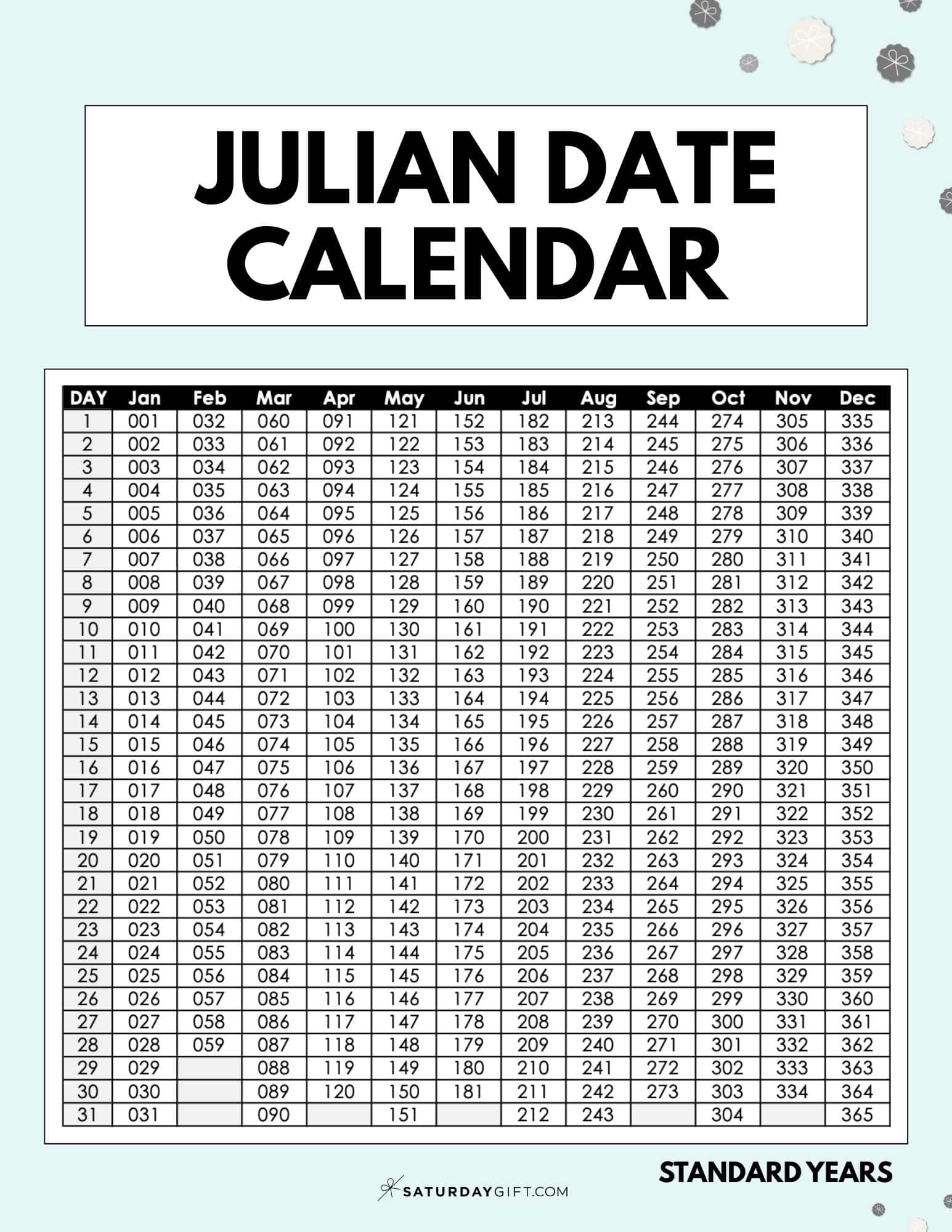 Julian Date Calendar
