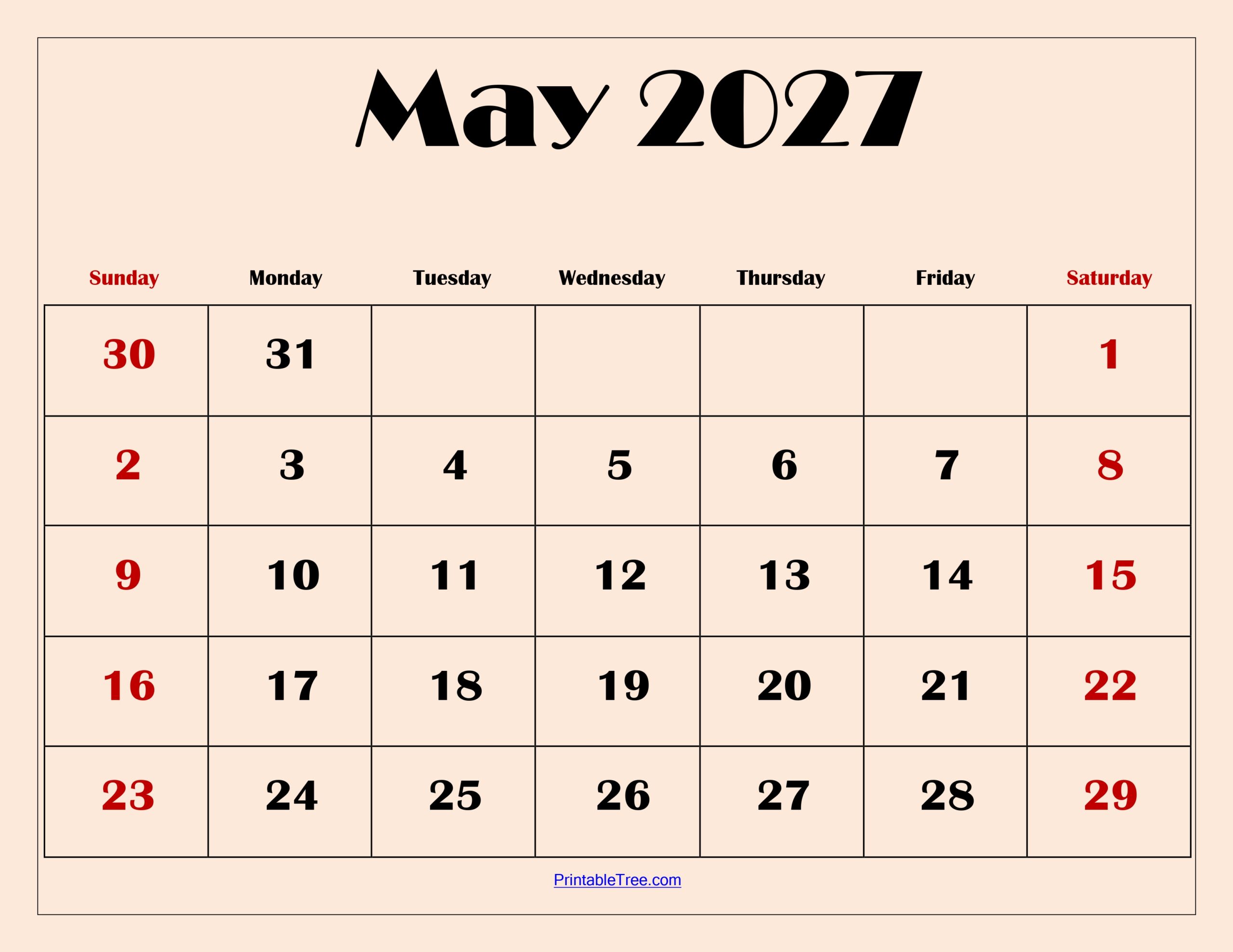 May 2027 Calendar Printable