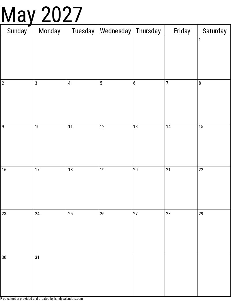 May 2027 Calendars